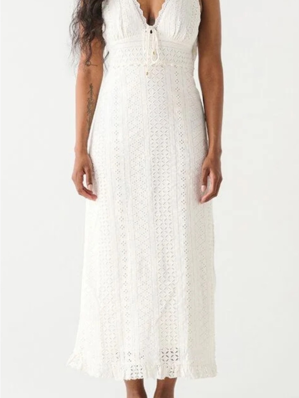 Dex White Crochet Maxi Dress